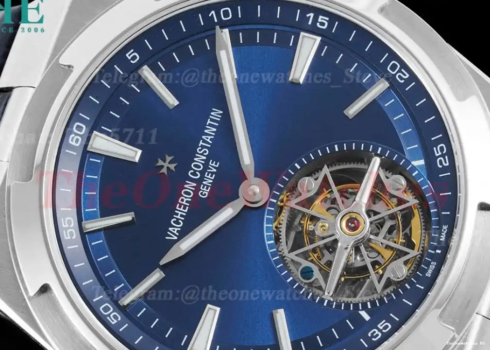 SS ref Stk Blue 6000V Overseas BBR Tourbillon LE 0329